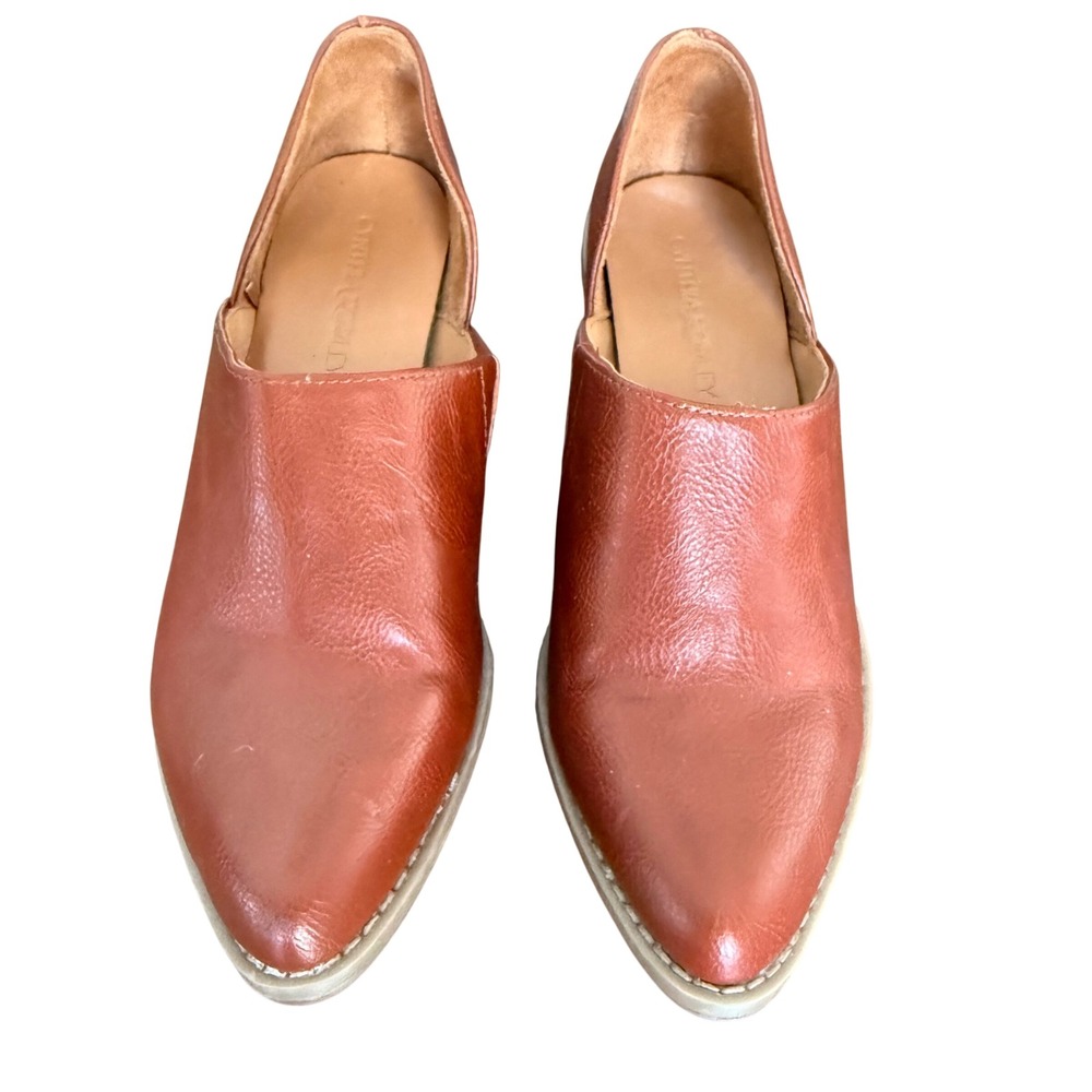 Cynthia Rowley Eddie Cognac Brown D'Orsay Block Heel Booties Womens 7.5M